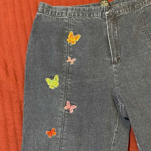 Haggar Whimsical and Fun Embroidered Butterfly 🦋 Blue Jeans Size 14 - Picture 2 of 9